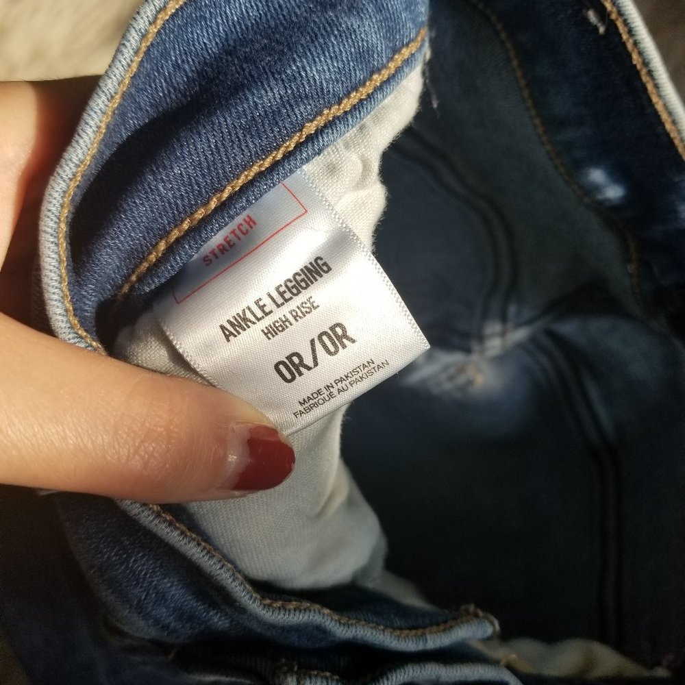 Express High Rise Leggings Ripped Jeans - Picture 2 of 5